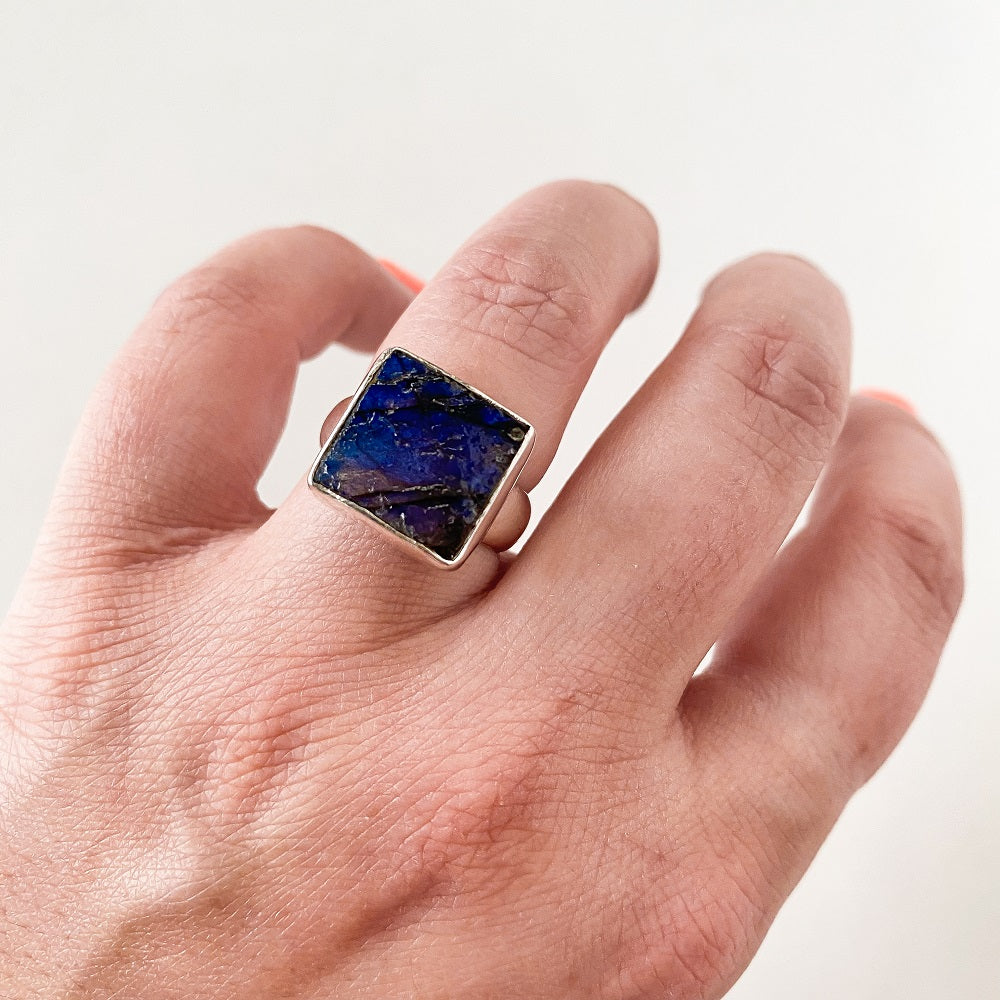 Ragged Harbour Labradorite Ring - Square Size 5