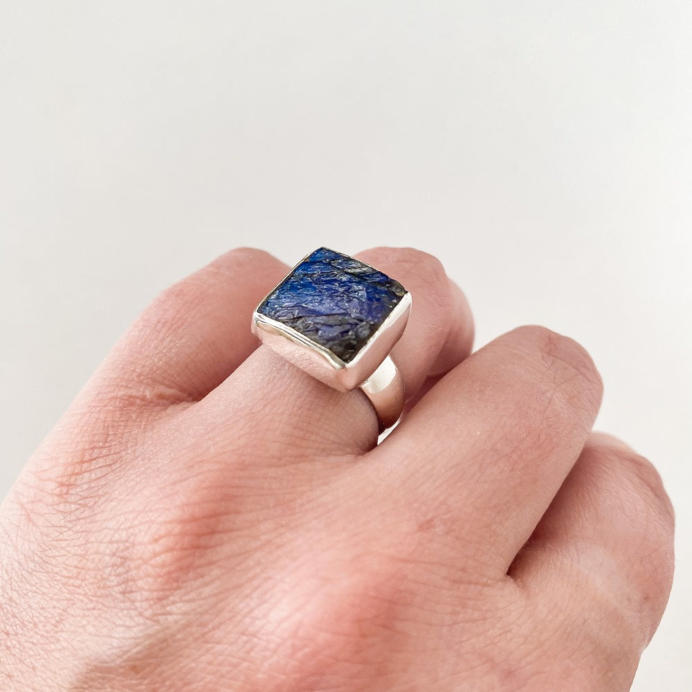 Ragged Harbour Labradorite Ring - Square Size 5