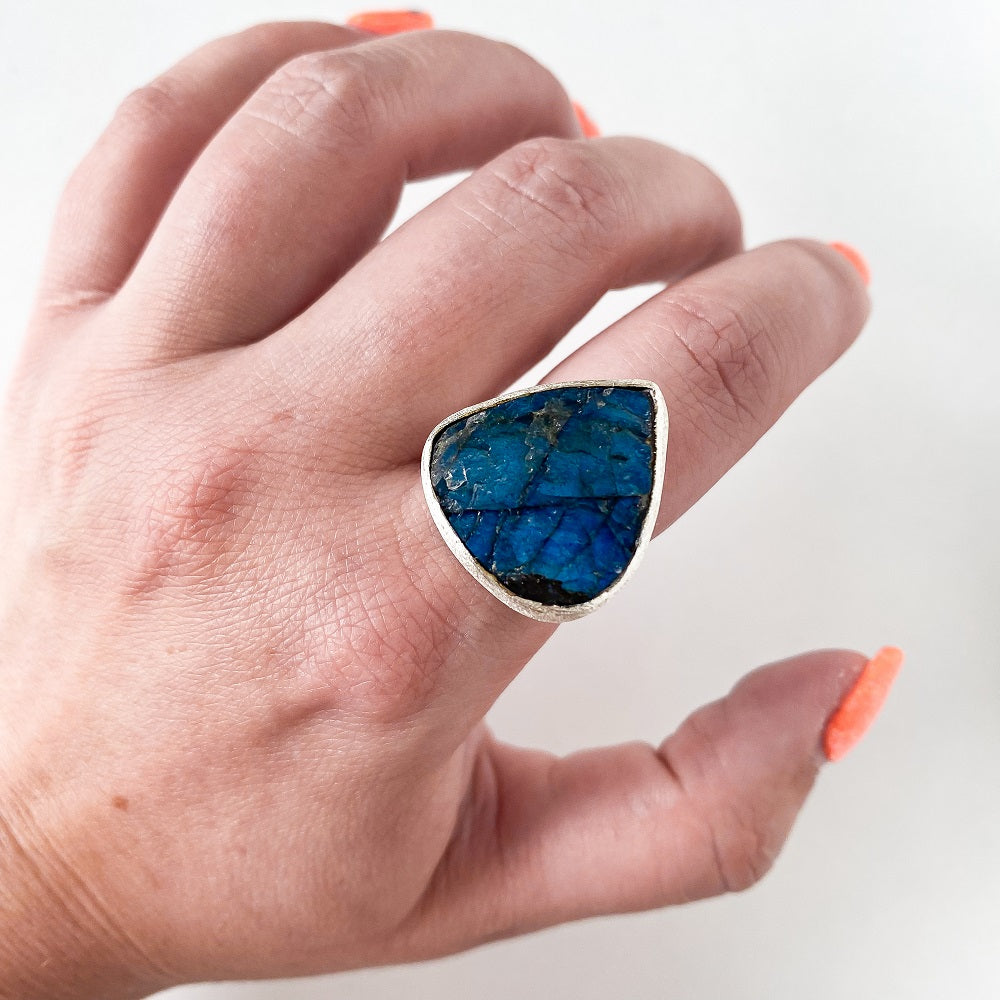 Ragged Harbour Labradorite Ring - Freeform Size 8