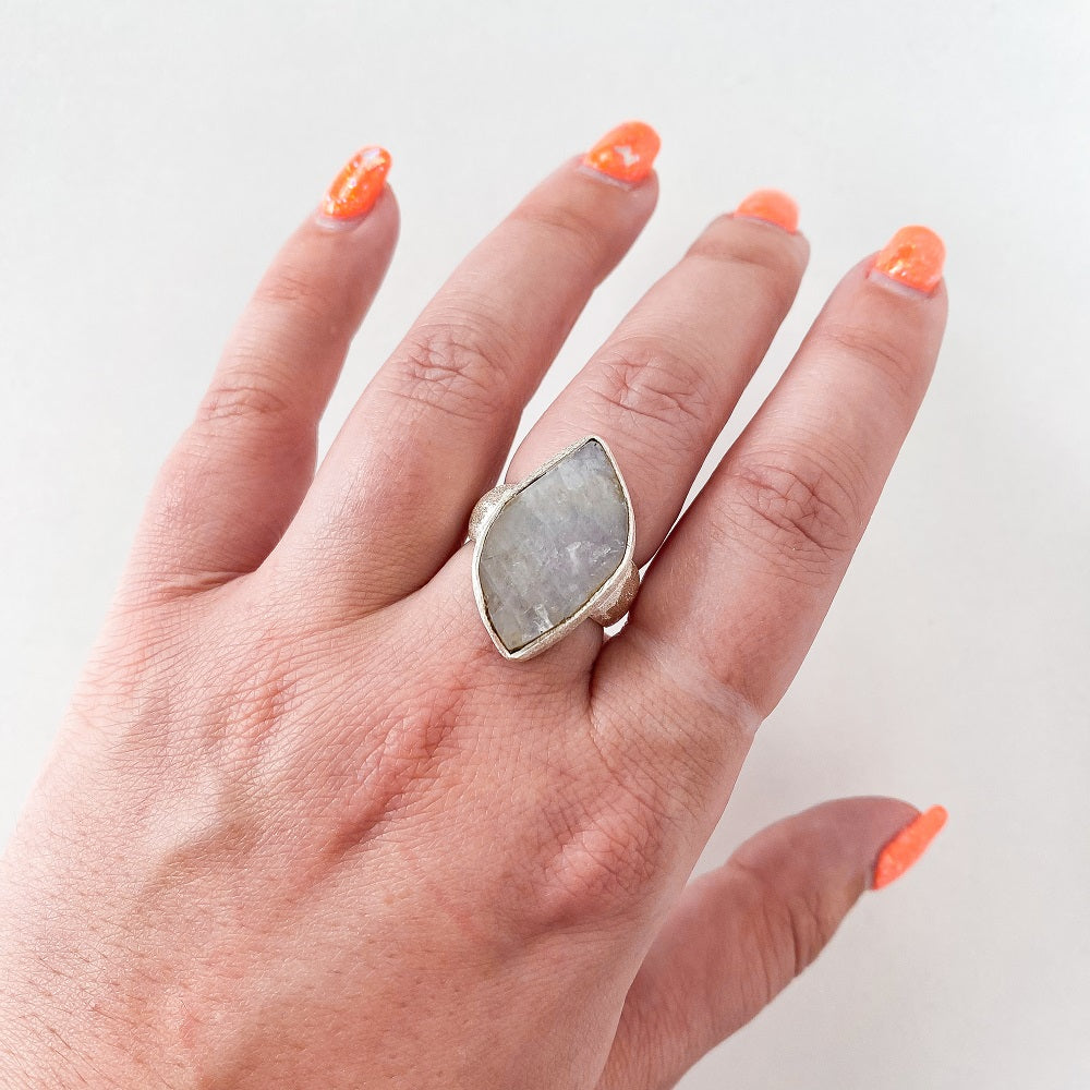 Rough Moonstone Ring - Freeform Size 7