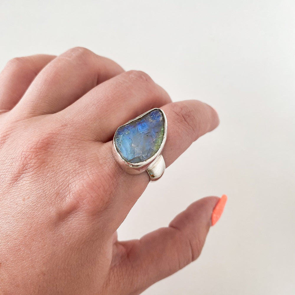 Rough Moonstone Ring - Freeform