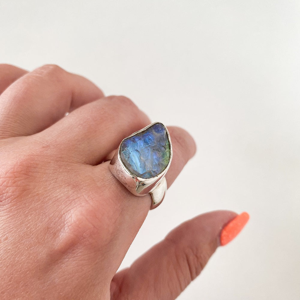 Rough Moonstone Ring - Freeform