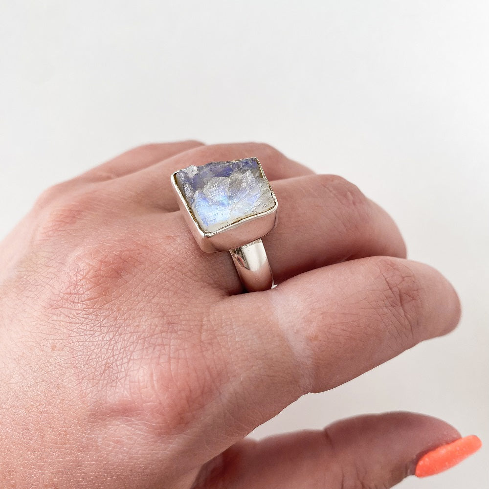 Rough Moonstone Ring - Square