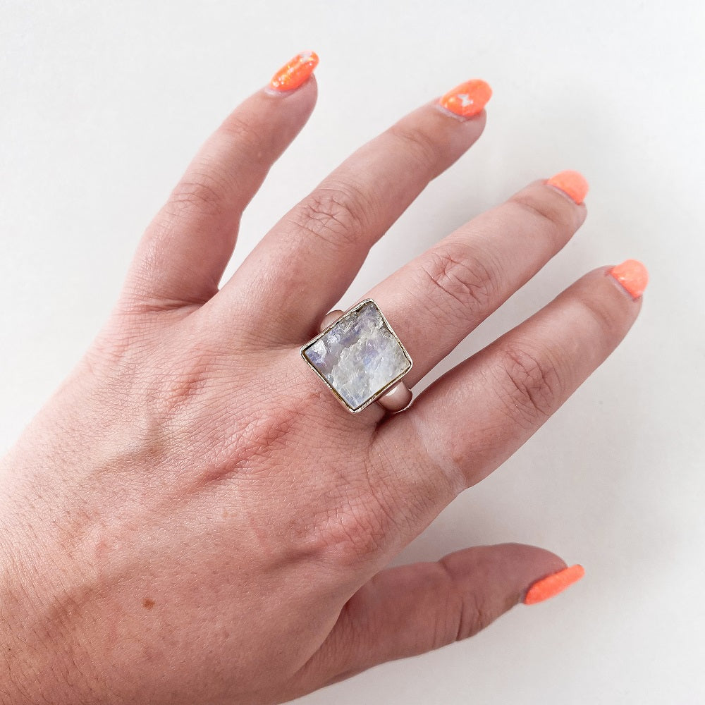 Rough Moonstone Ring - Square